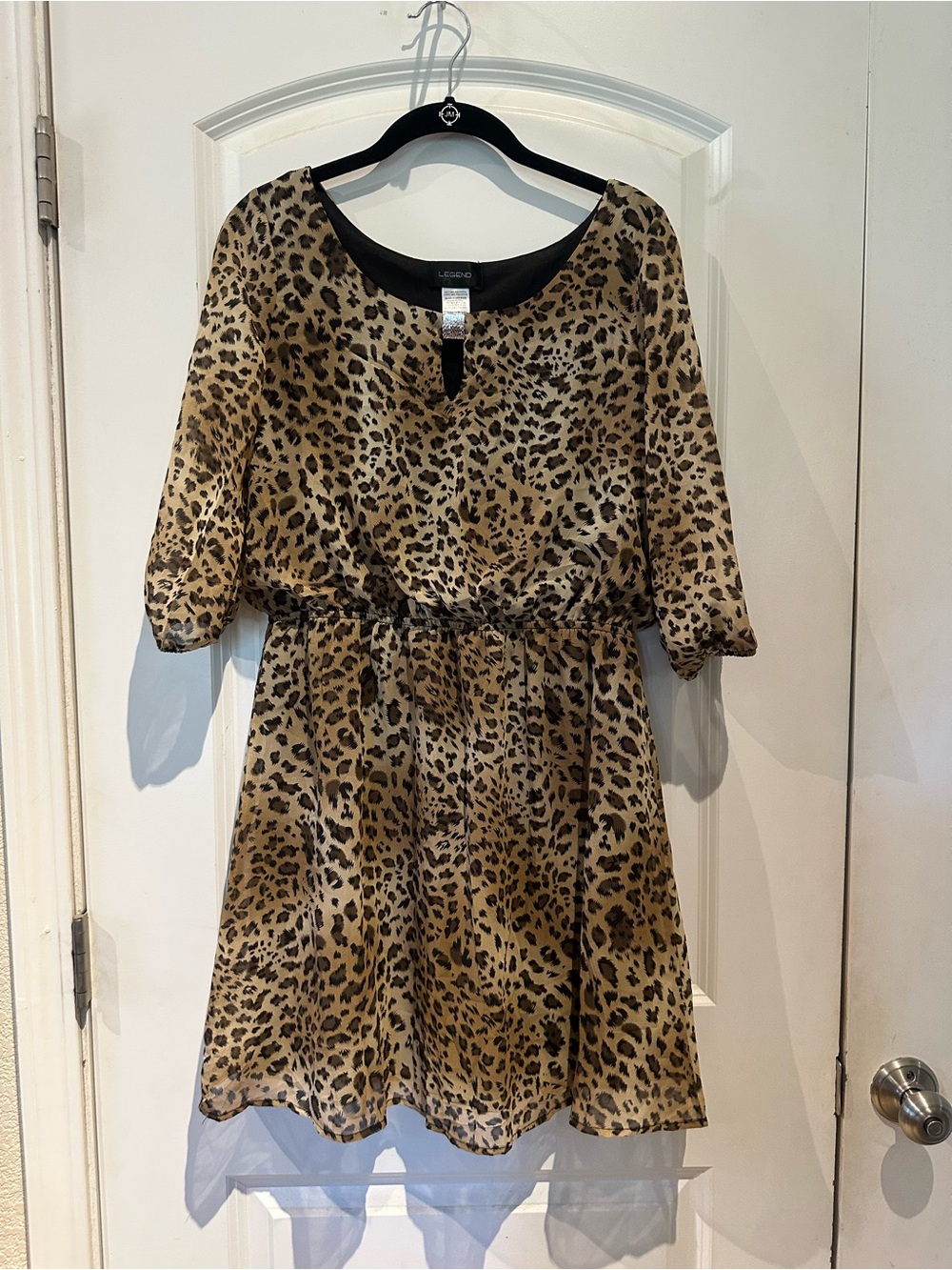 Leopard Print Midi Dress - Tan and Black